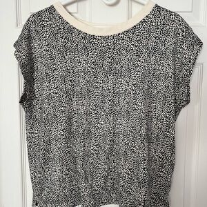 Loft  Black and Cream Animal Print Women's Top